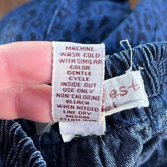 Studio West Women's Vintage Leopard Print Blue Denim Midi Skirt Size S - Picture 7 of 7